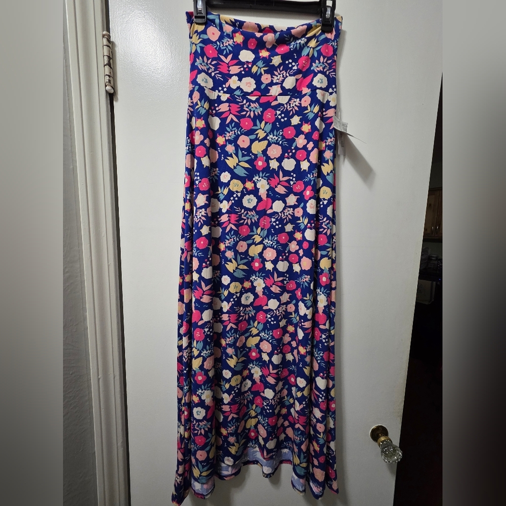 Floral Maxi Skirt - Blue and Pink